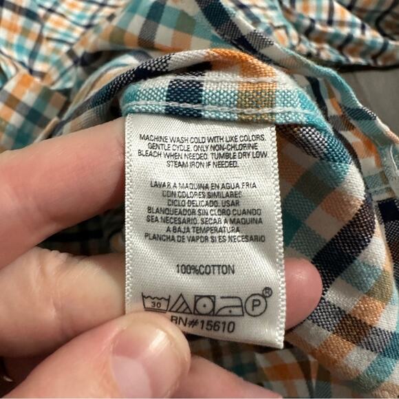Dockers White Blue Orange Plaid Long Sleeve‎ Button Down Shirt Size XL - Picture 6 of 9
